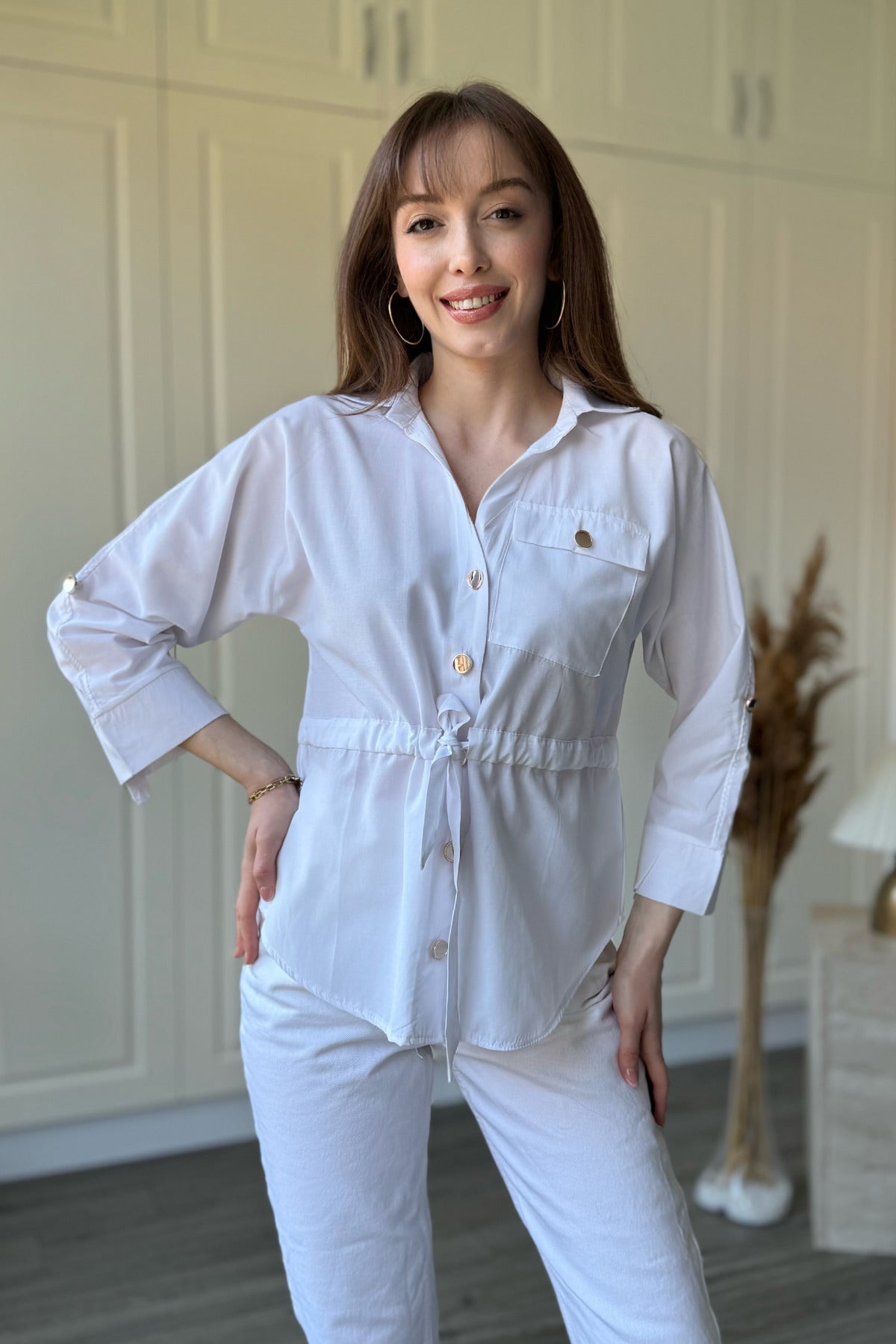 Waist belt Gold Button shirt
