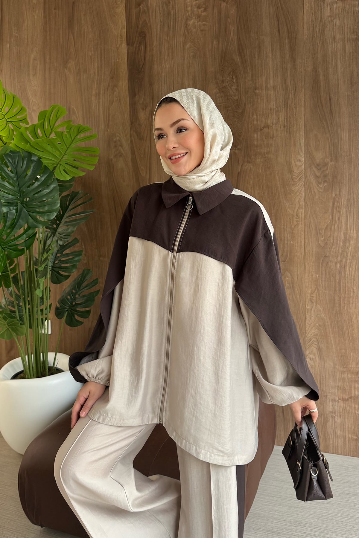 Contrast premium tencel set- brown