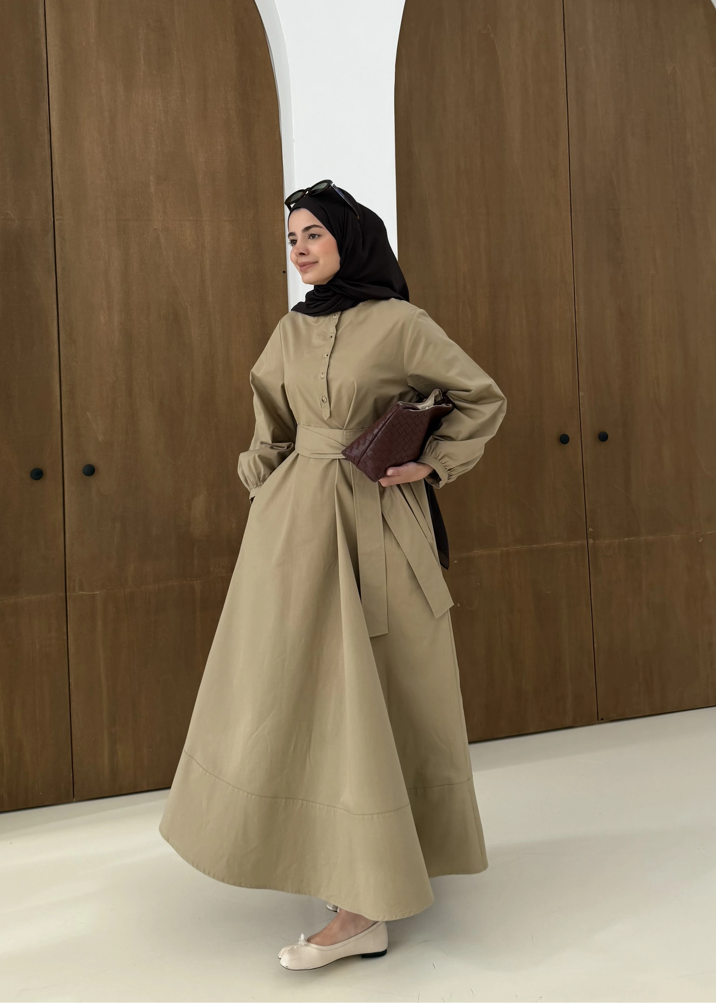 Belted buttoned dress