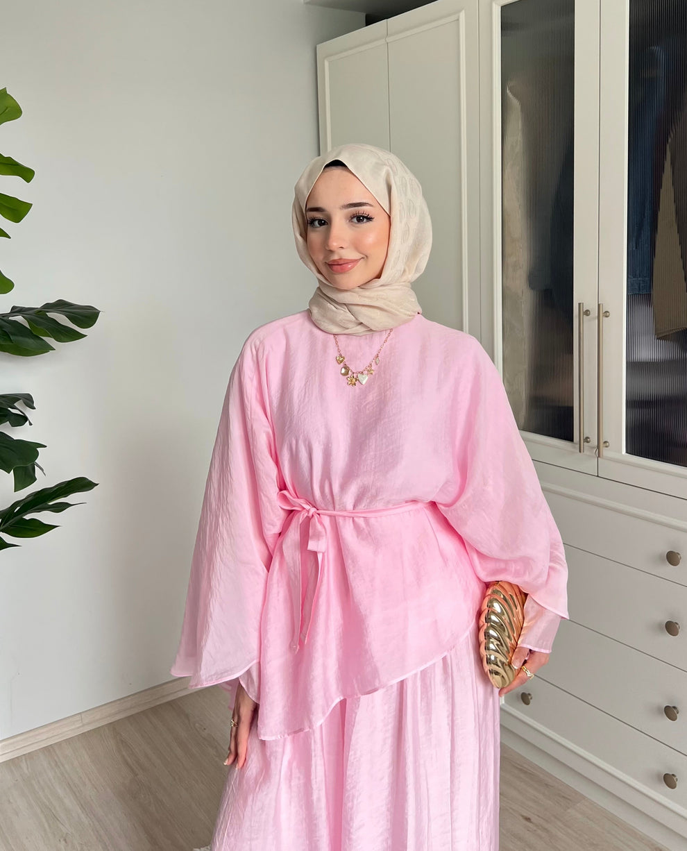 Soft Petal Tie-Waist Set - baby pink