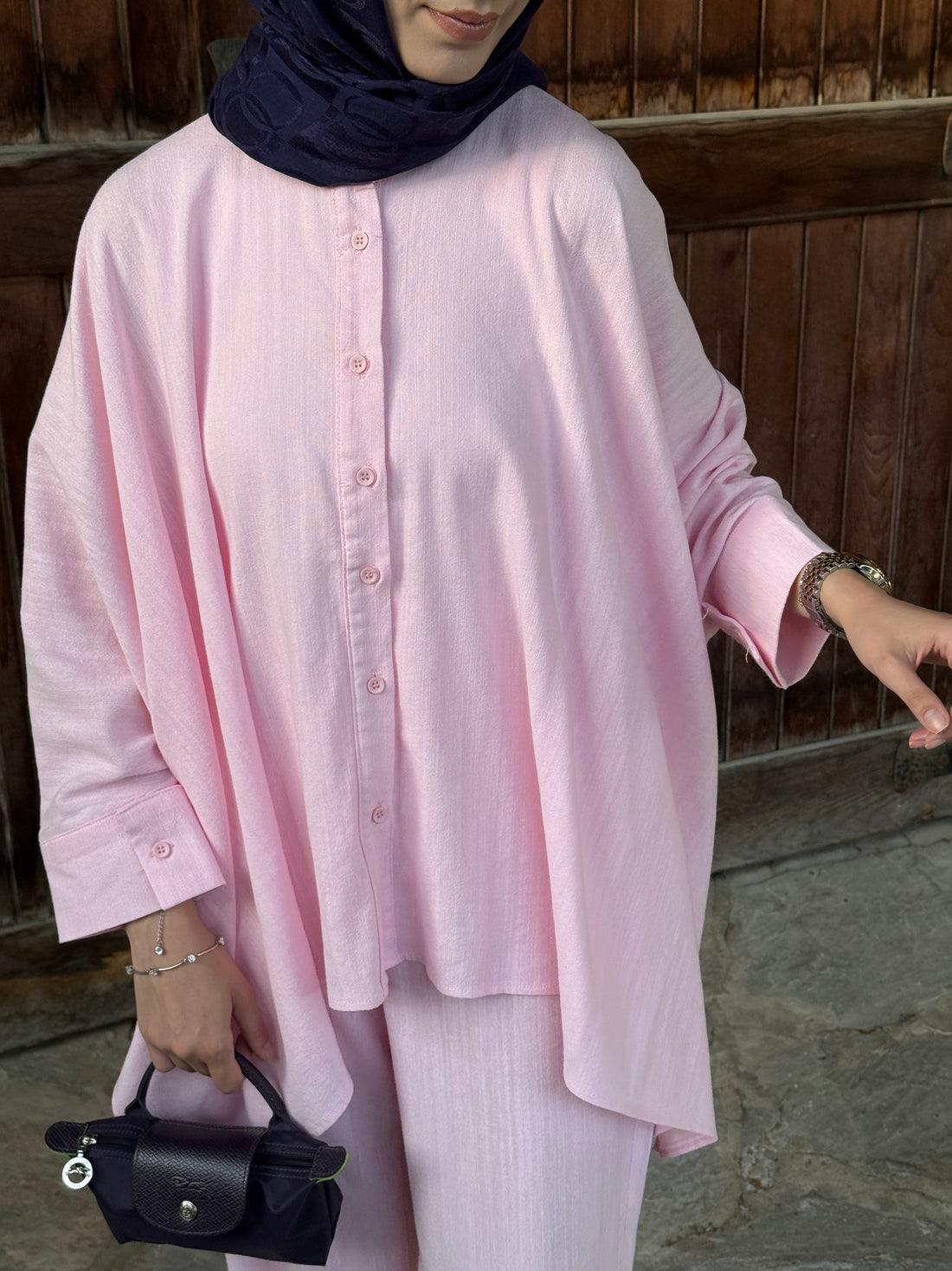 Pink Oversized Co-Ord linen Set
