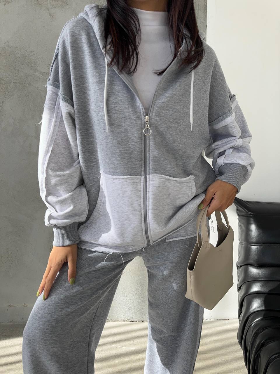 Two-Piece French cotton contrast tracksuit