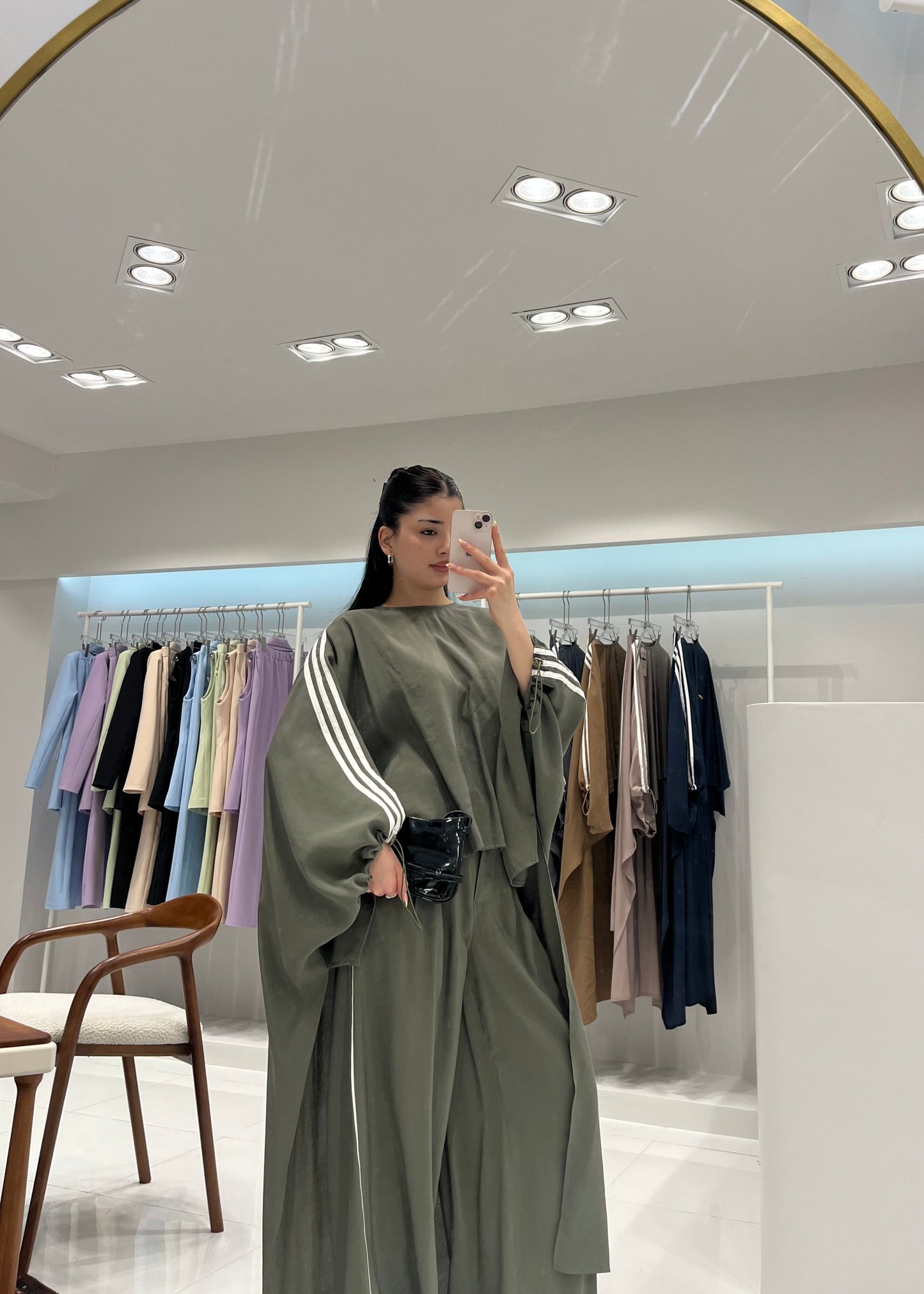 Oversized High-Low Top & Wide-Leg Pants Co-Ord Set - olive green