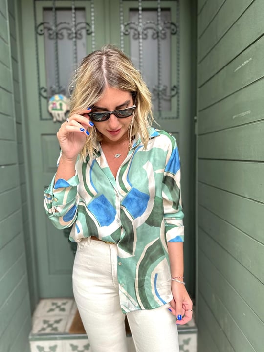 Printed satin shirt