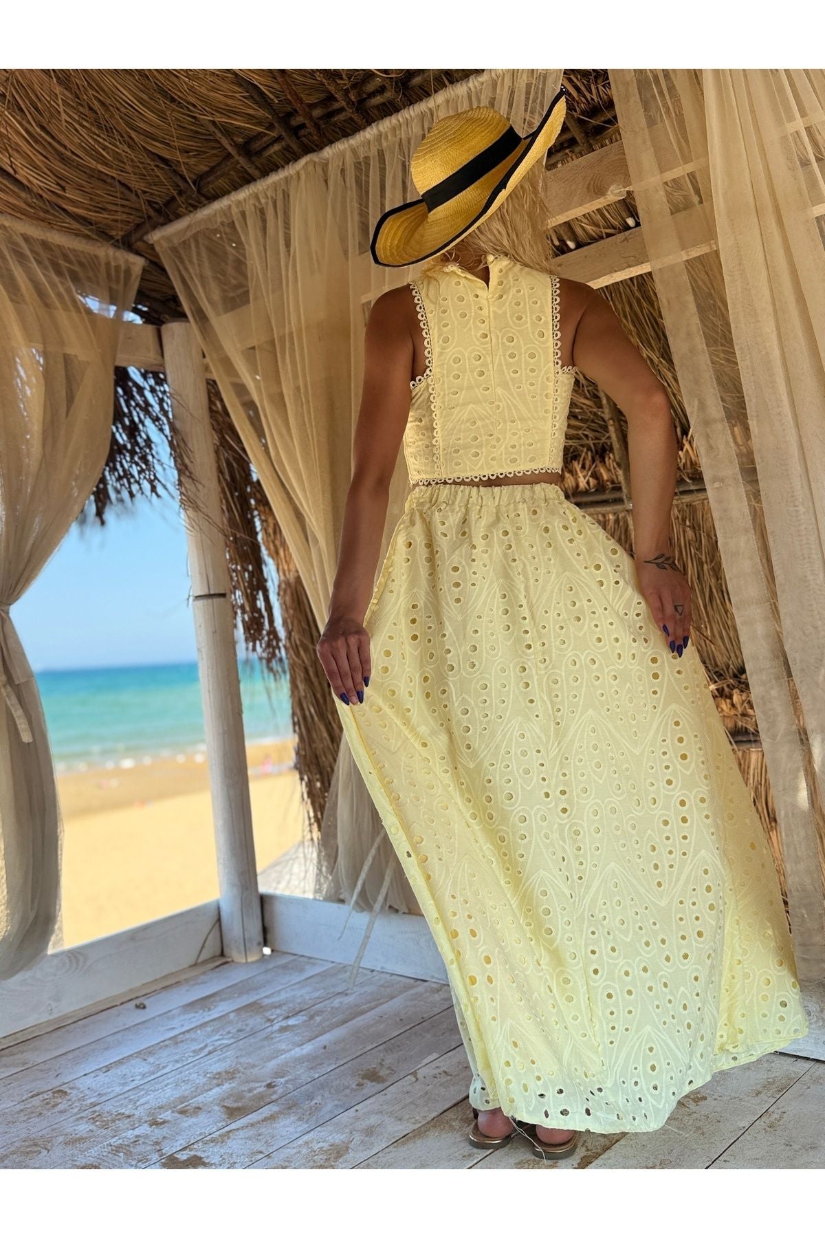 Openwork embroidery Two-Piece set