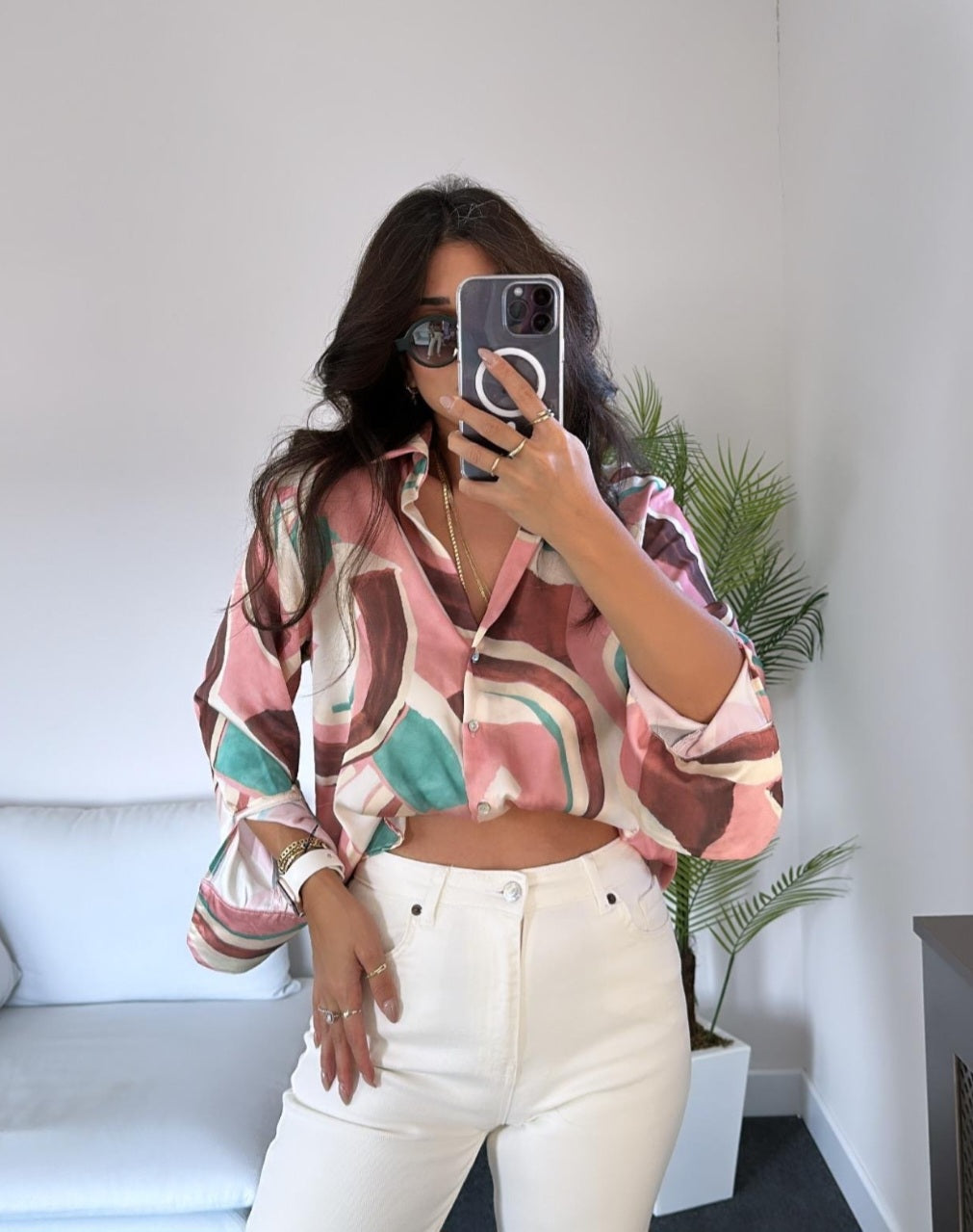 Printed satin shirt