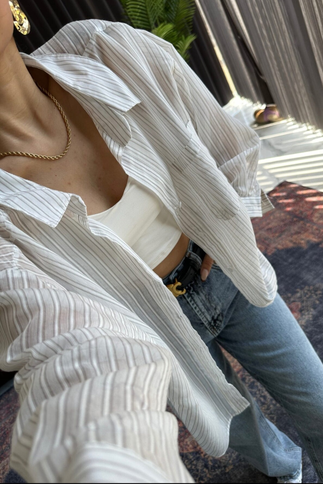 Striped chiffon shirt