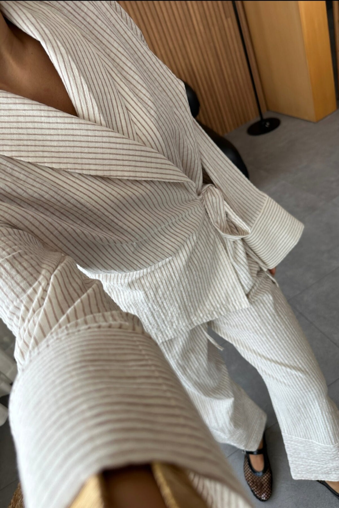 Striped Linen kimono co-ord set