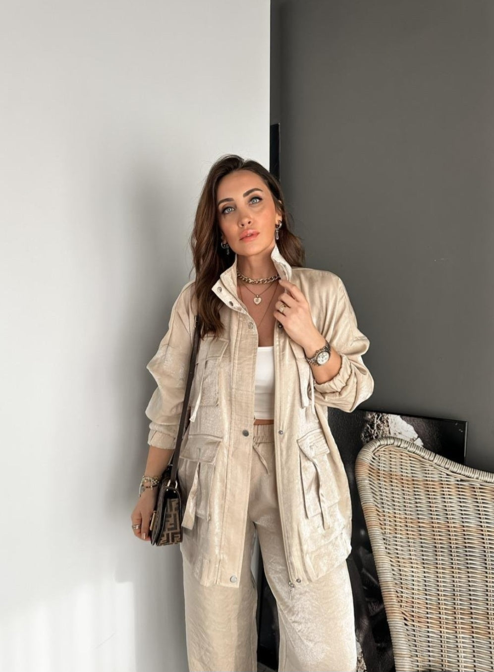 Metallic satin co-ord set