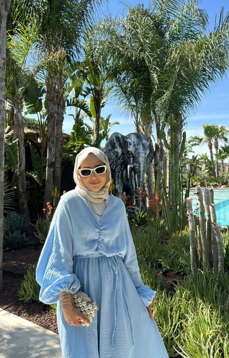 Muslin boheme belted dress