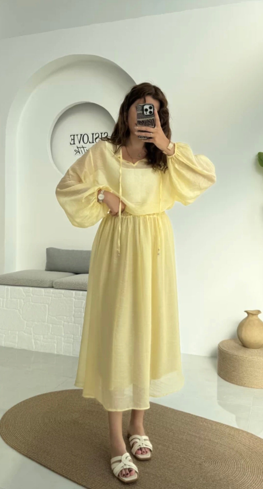 Chiffon blouse with midi skirt co-ord set