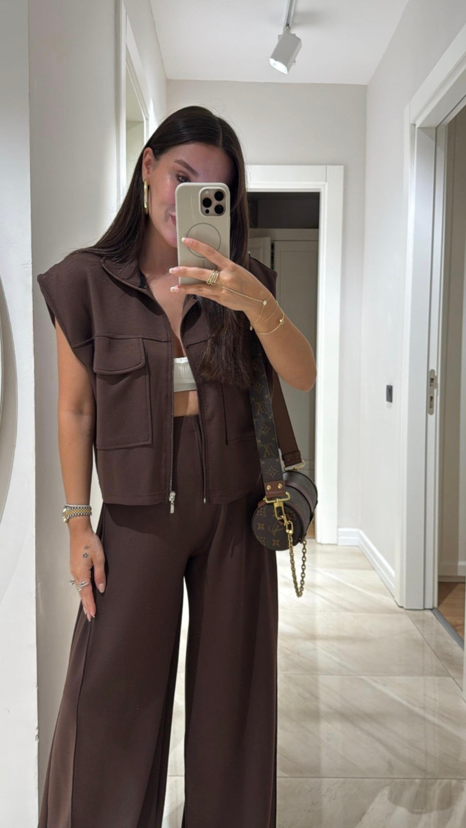 Vest with wide leg trouser oysho fabric tracksuit