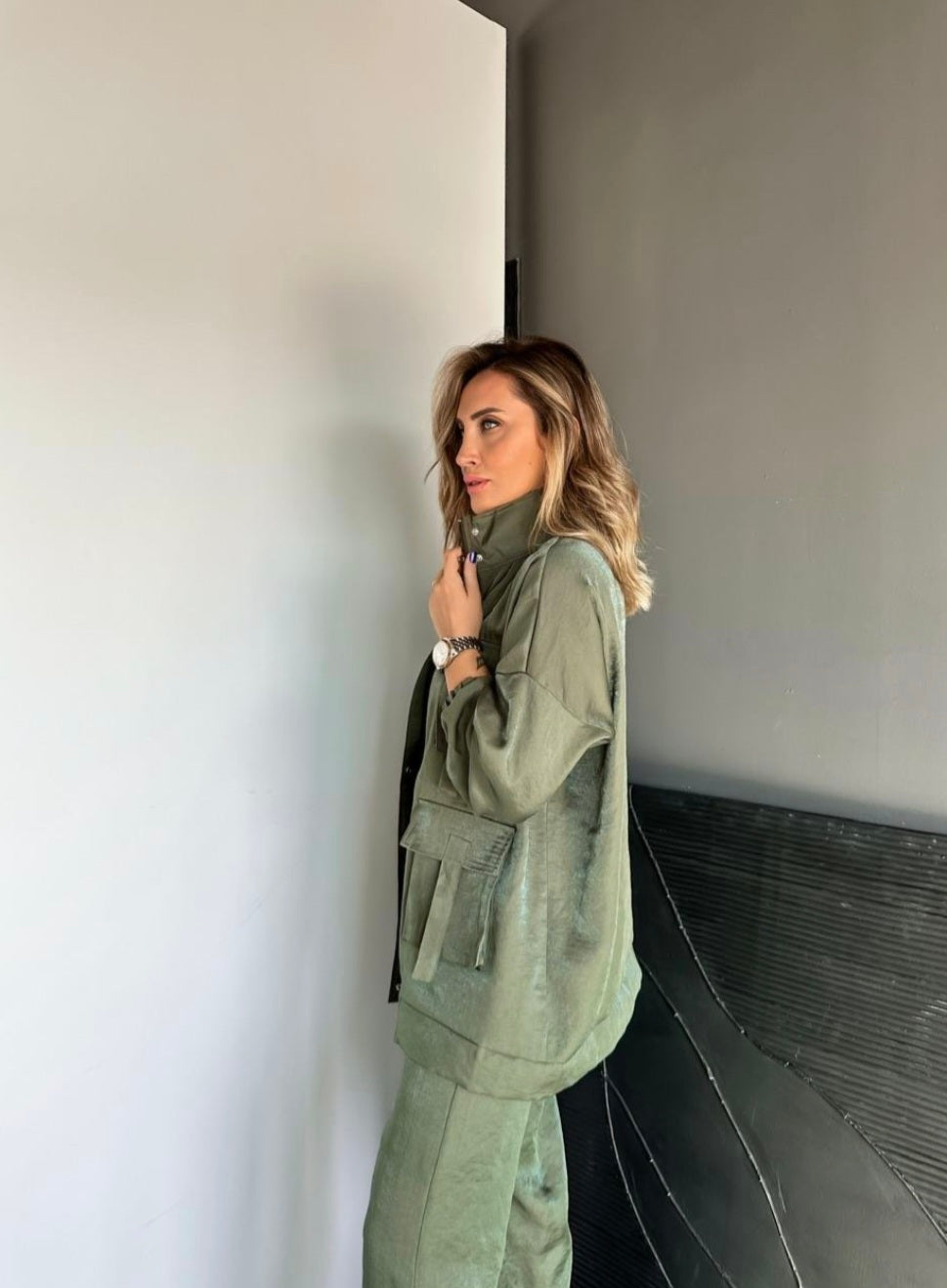 Metallic satin co-ord set