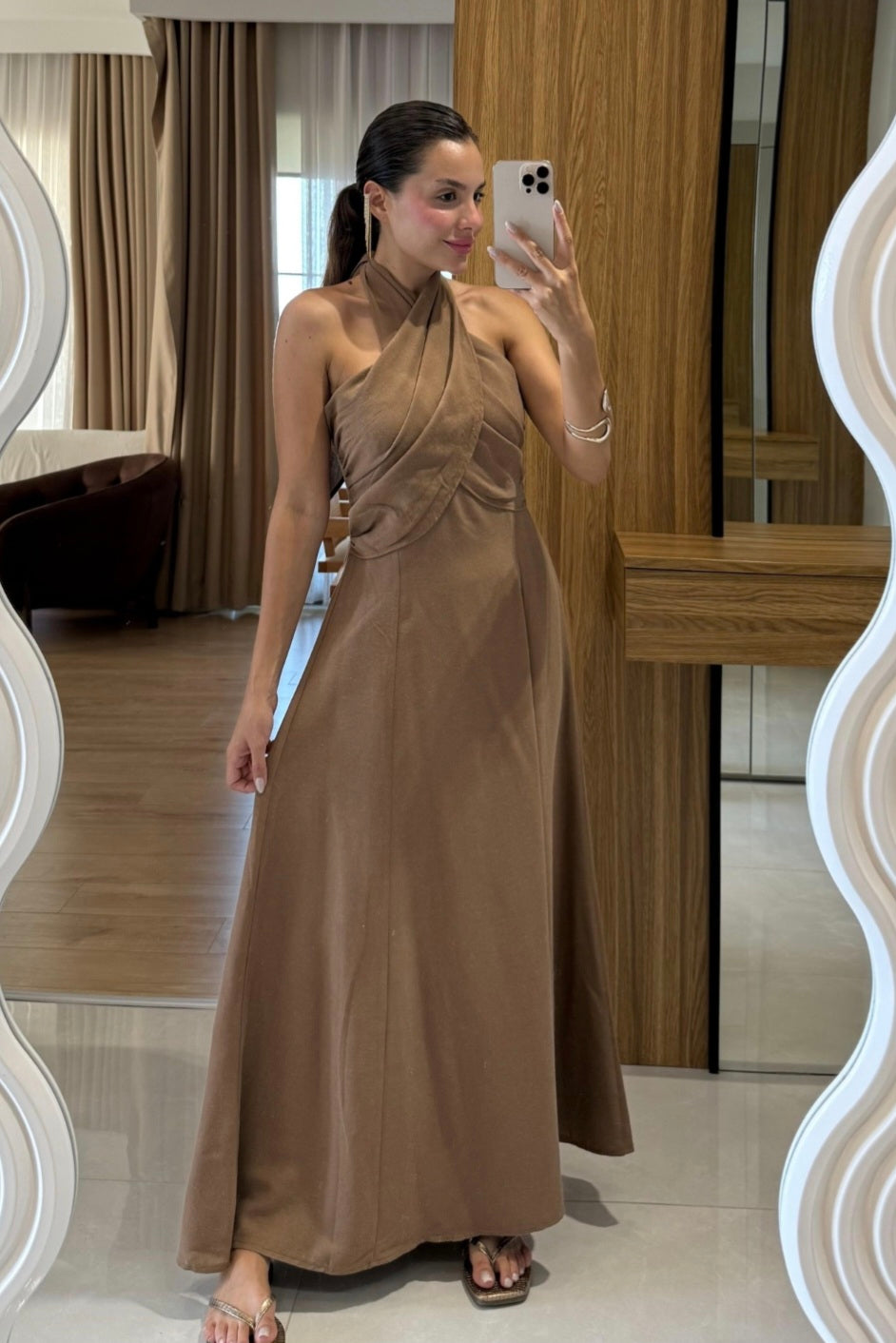 Linen backless dress
