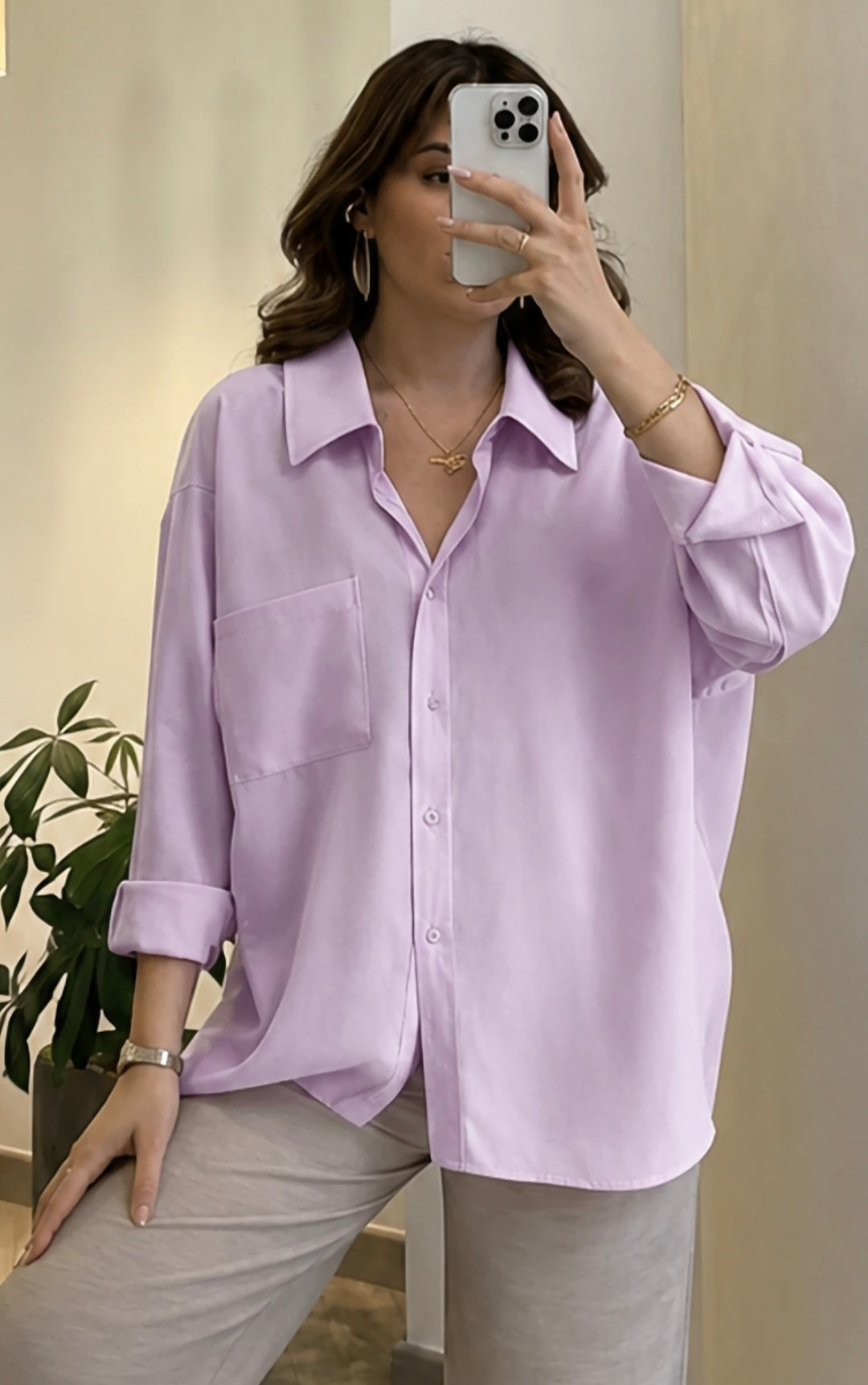 Modal fabric oversized shirt- light purple