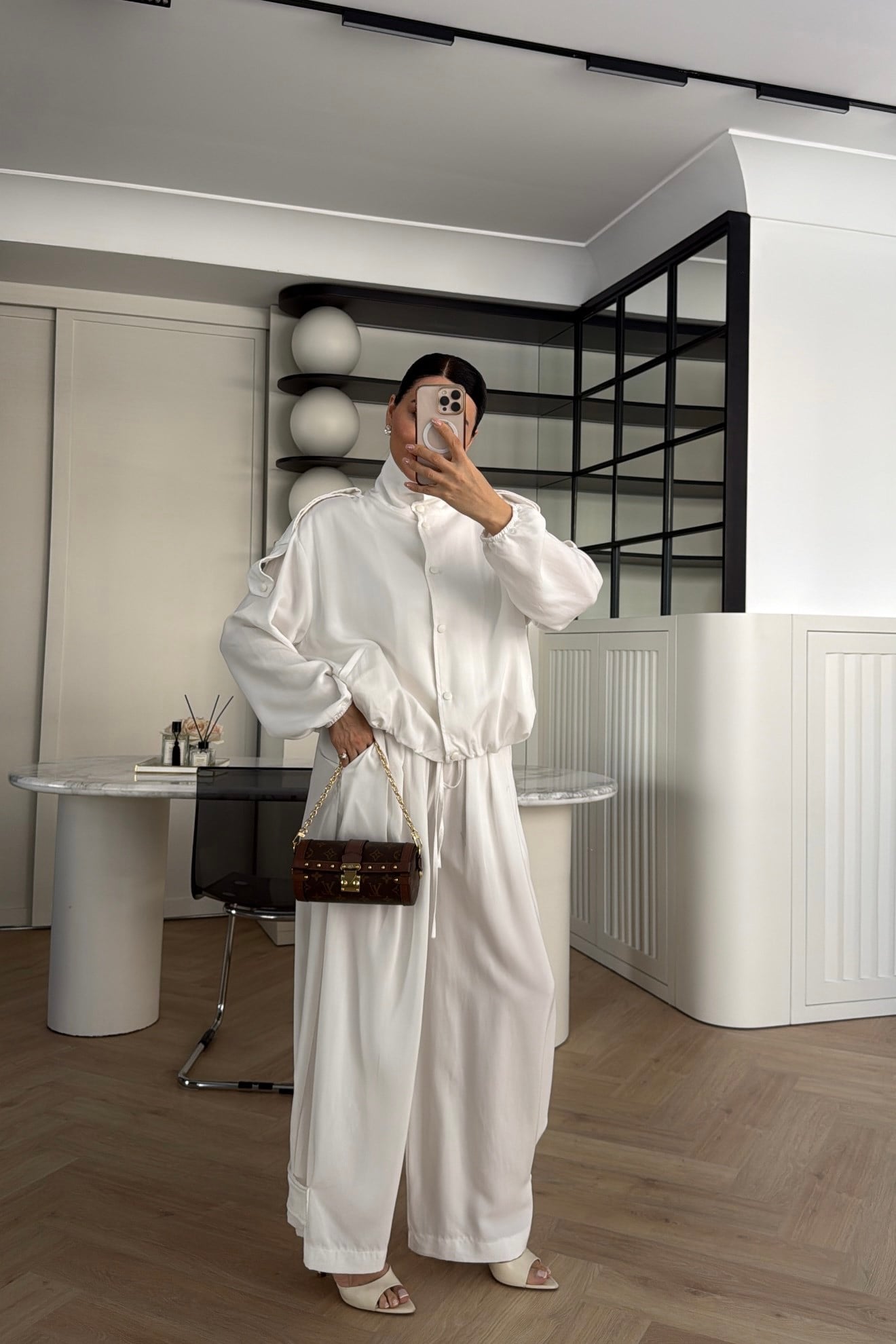 Tencel Bomber Jacket and Pants Set with Epaulets