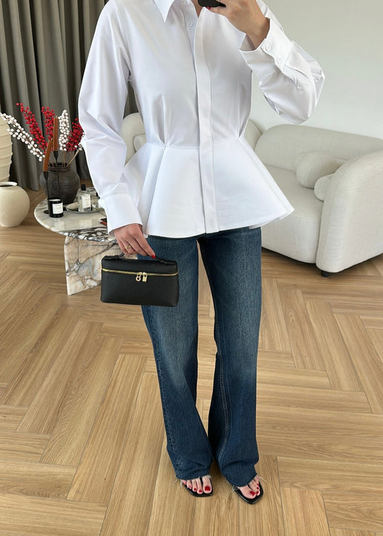 Poplin Shirt with Ballerina Skirt-white