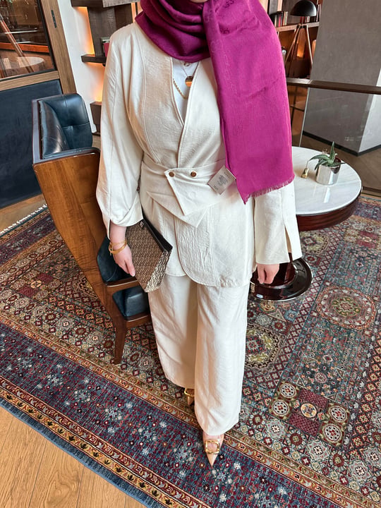 Jacket with belted, wide leg trouser co-ord set