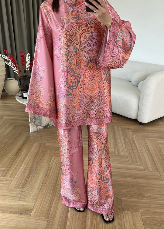 Blush Paisley Satin Co-Ord Set