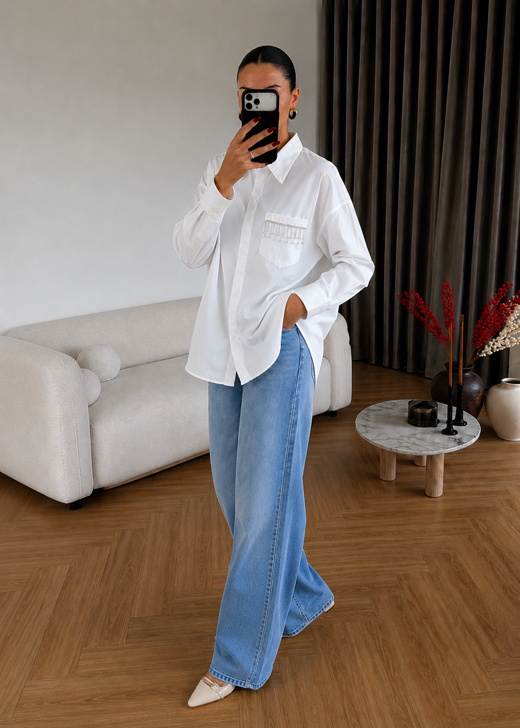 Shirt with strass details