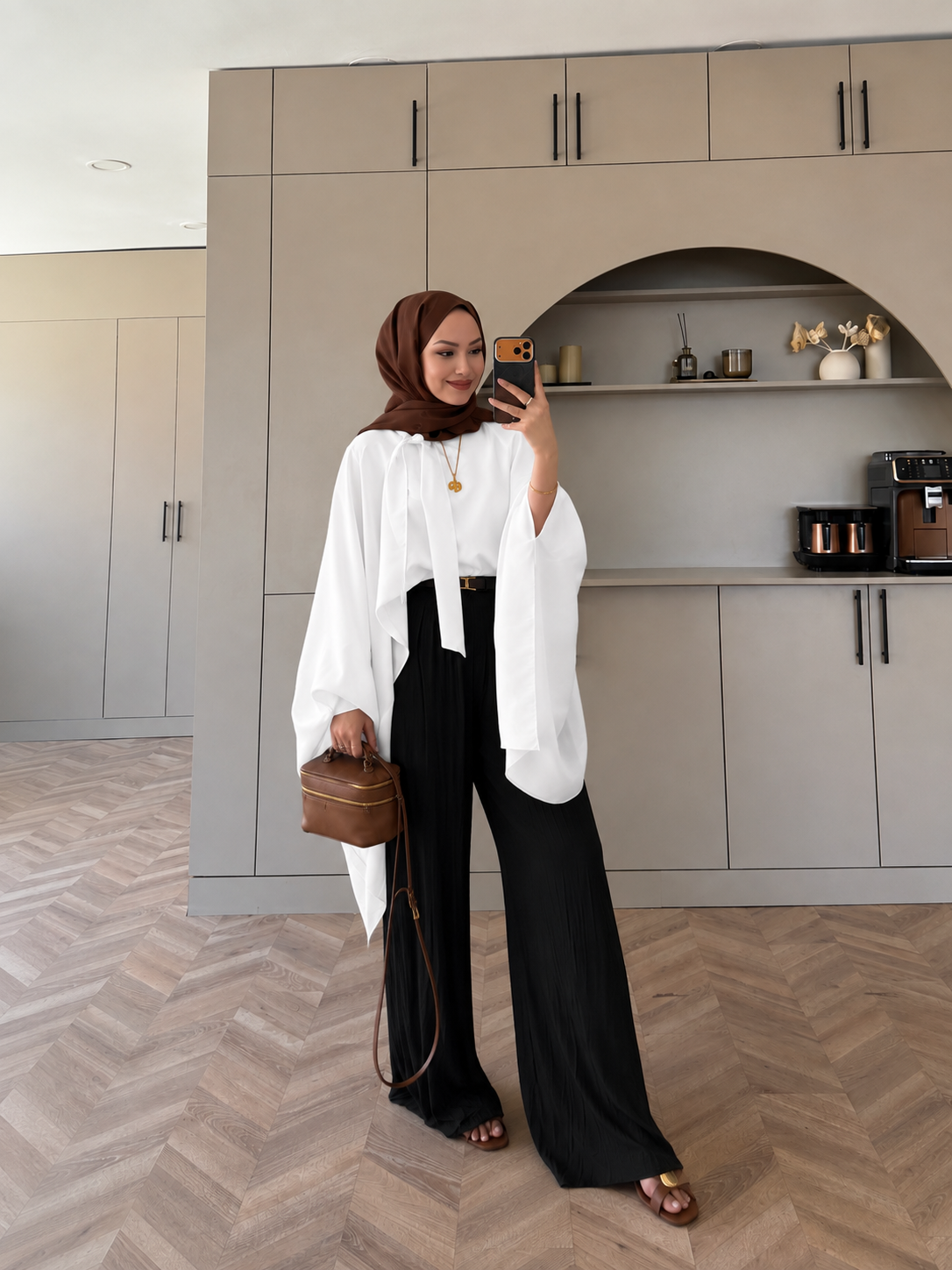 Cape Silky Textured Crepe Blouse