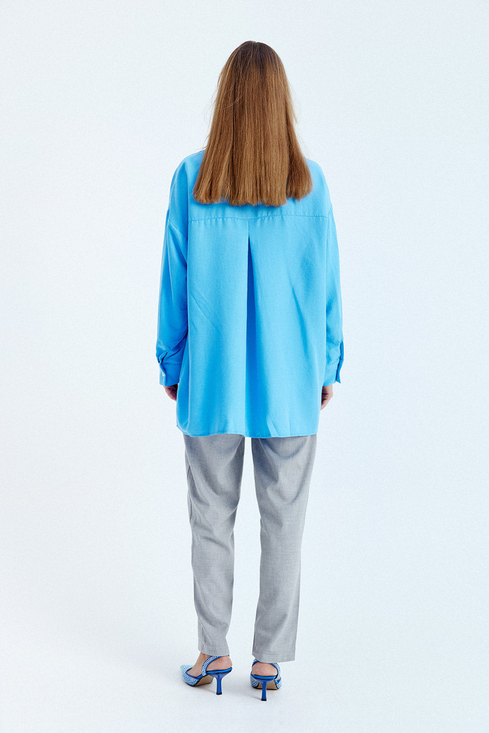 Silky fabric double pocket shirt