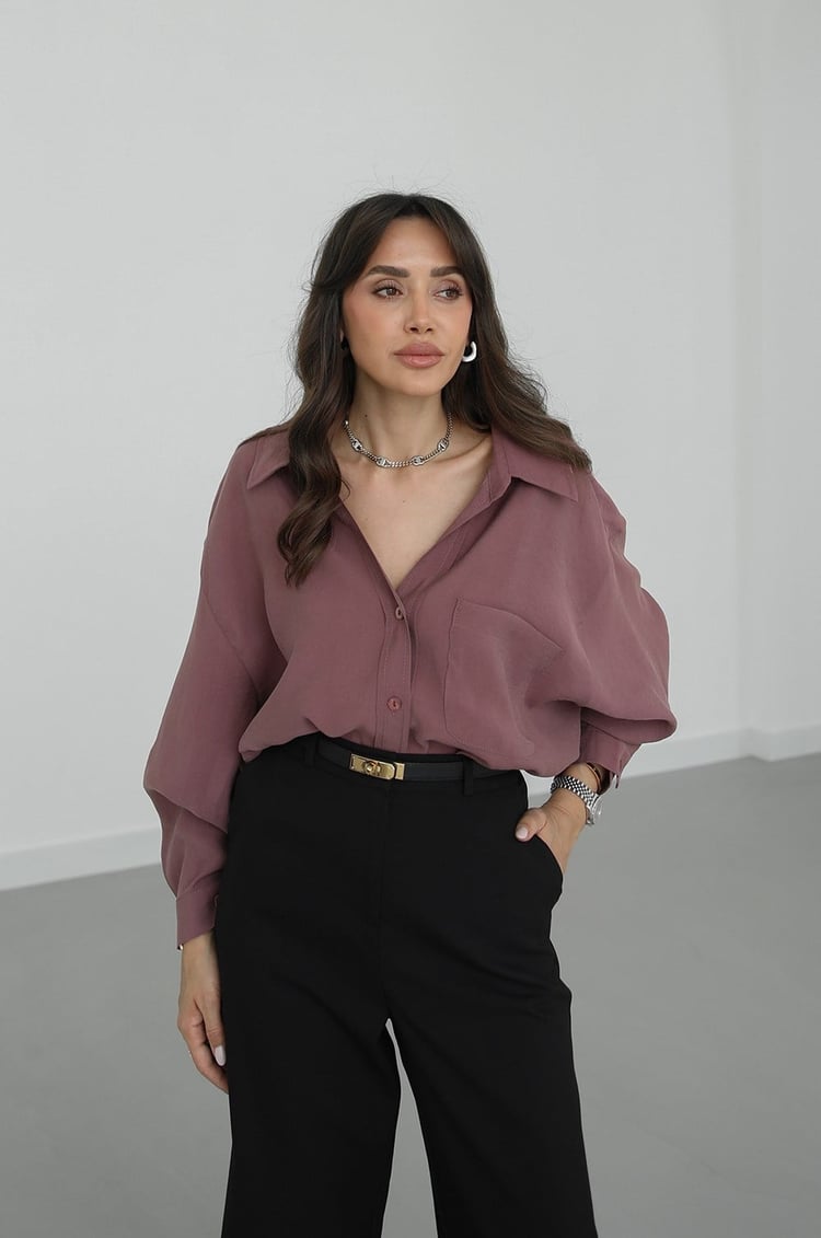Modal fabric oversized shirt-Dusty Rose