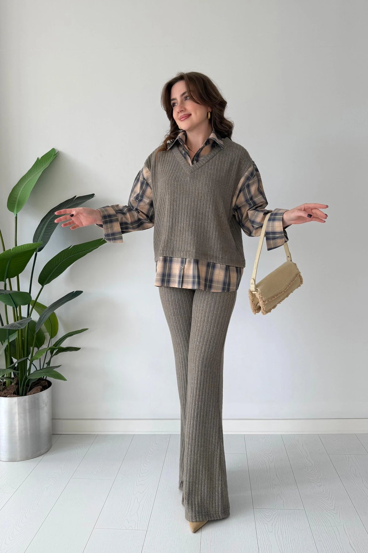 Shirt Detailed Knitted Trouser Set