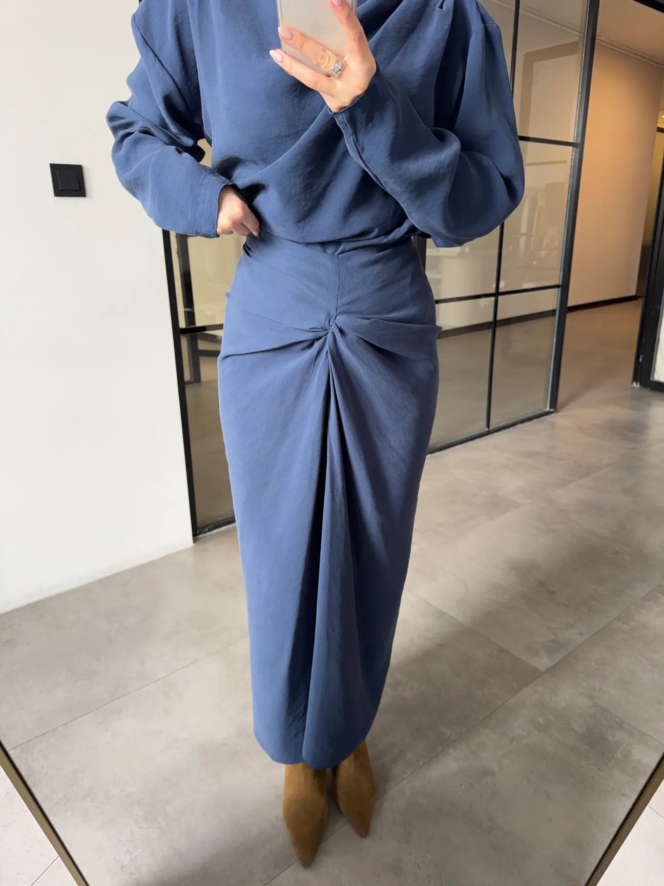 ASYMMETRICAL BLOUSE AND RUFFLED SKIRT SET