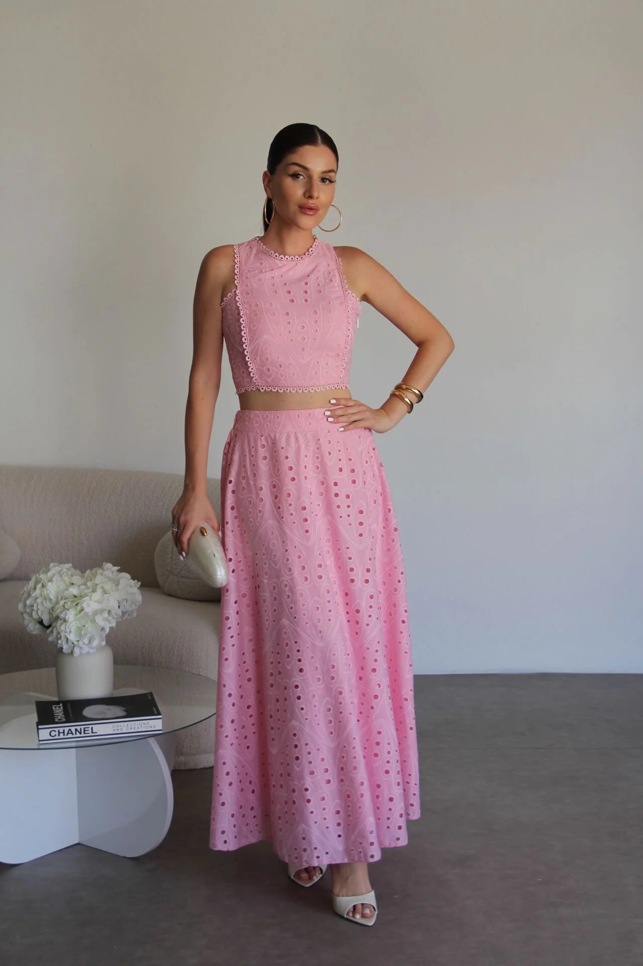 Openwork embroidery Two-Piece Set