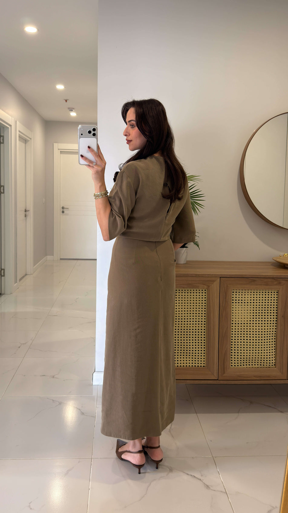 Zr model morley dress with side ruffle details