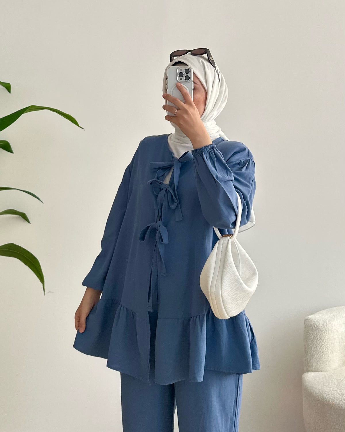 Linen co-ord set with tie details