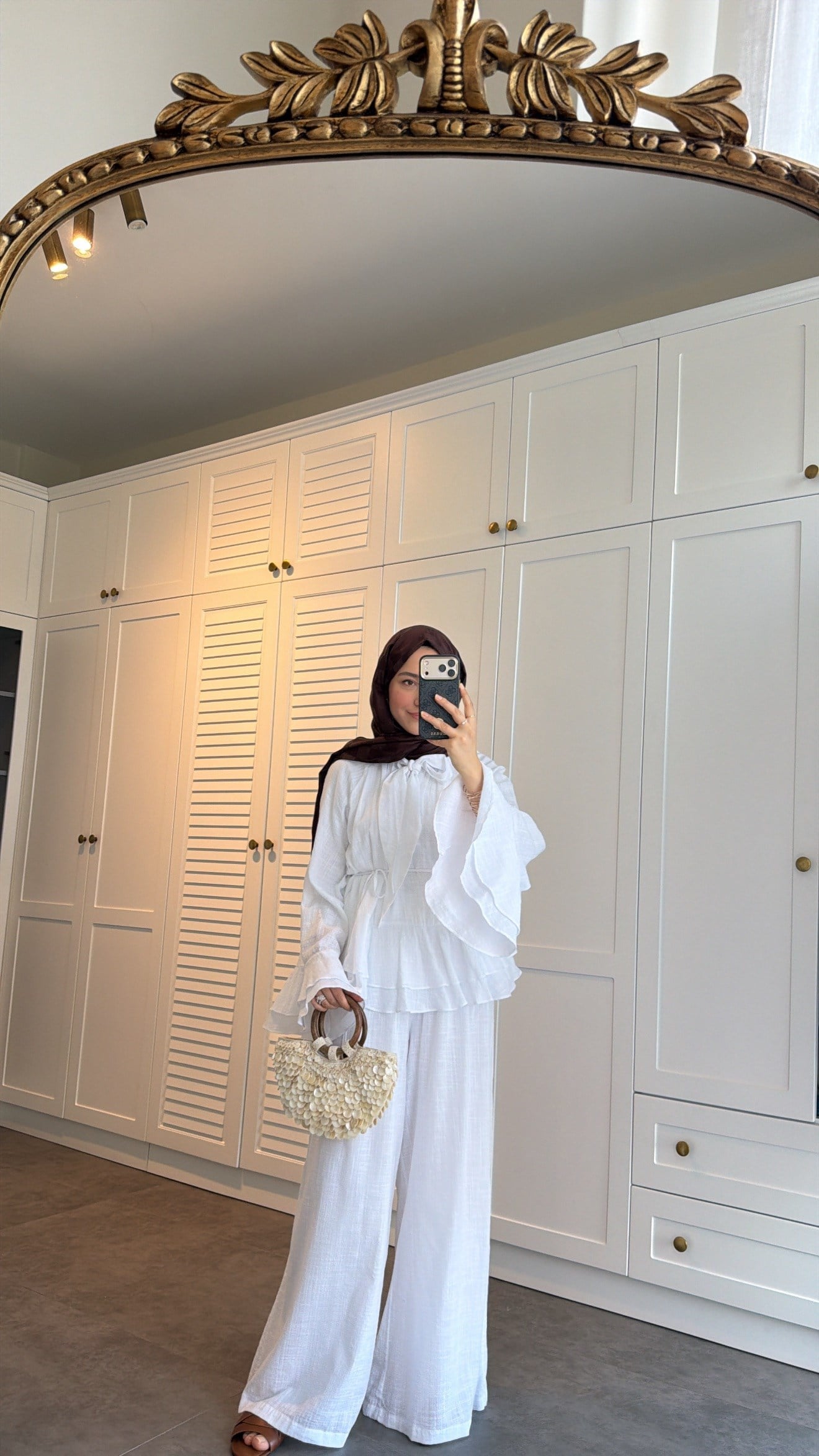 Choco Layered Linen Set - white