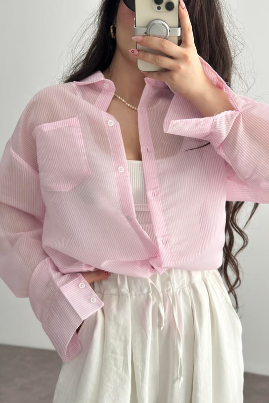 Striped chiffon shirt