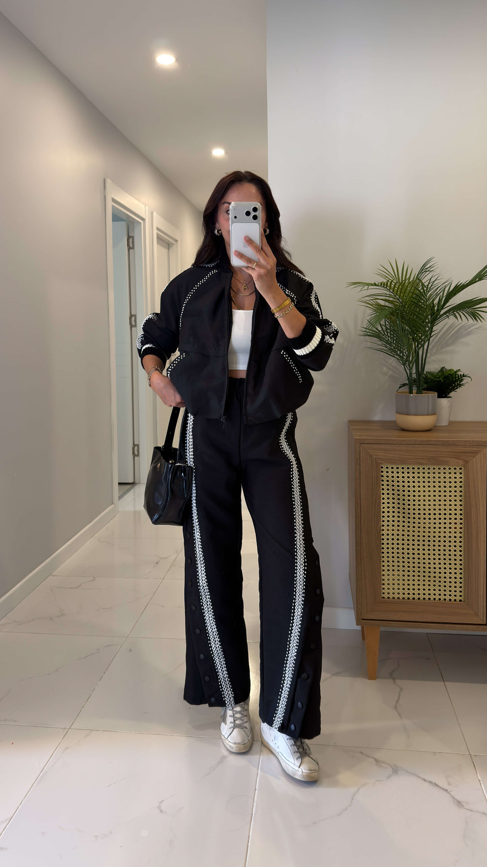 Pearl-Detailed parachute fabric Luxury Brand model Equivalent Set
