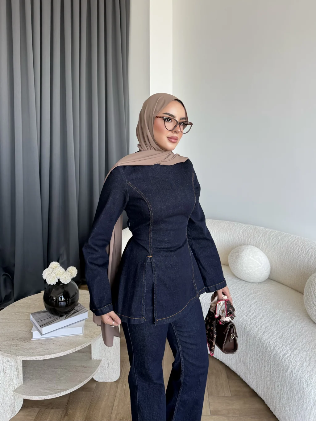 Vera Slit Detail jeans Set