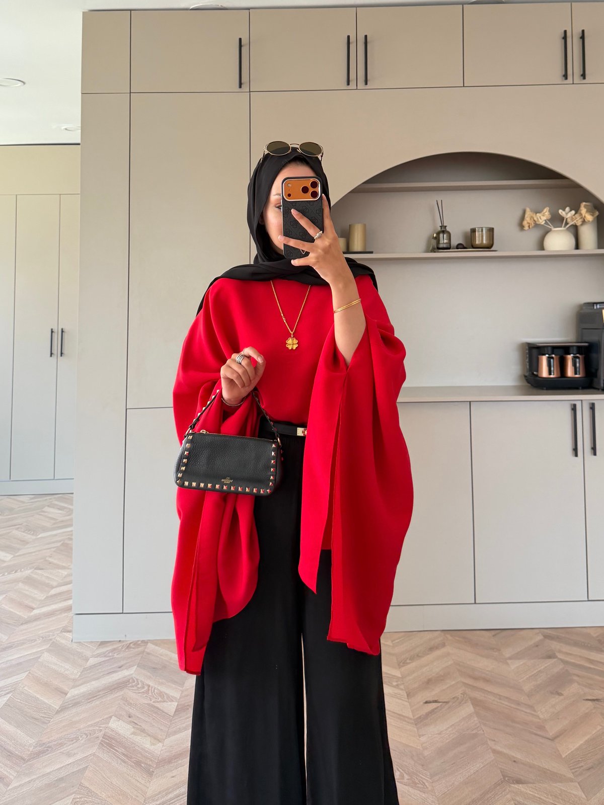 Cape Silky Textured Crepe Blouse