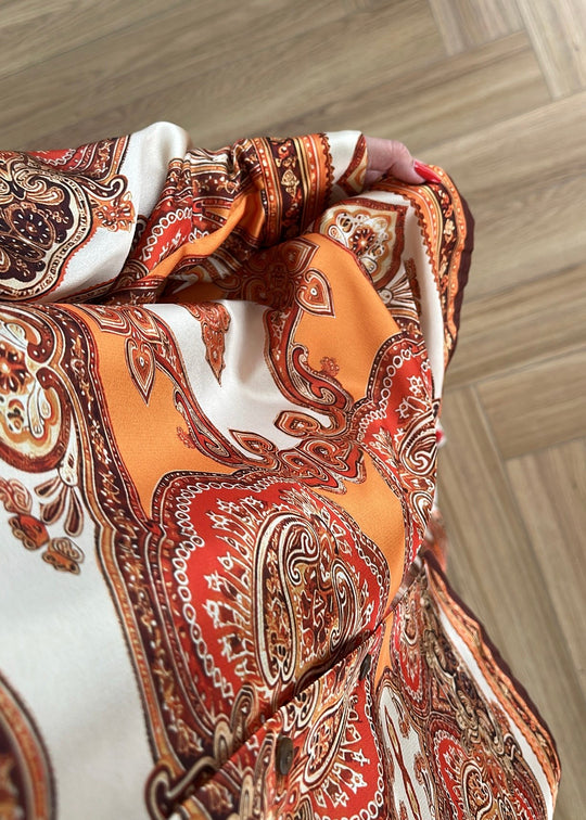 Shawl Pattern Satin Set ORANGE