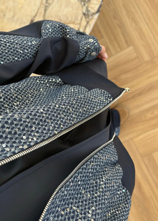 Roast Sequin Detail Premium Two-Piece Set - navy blue