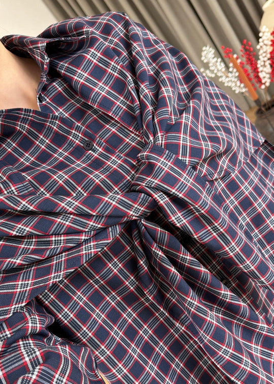 Navy with red Plaid Cape Shirt