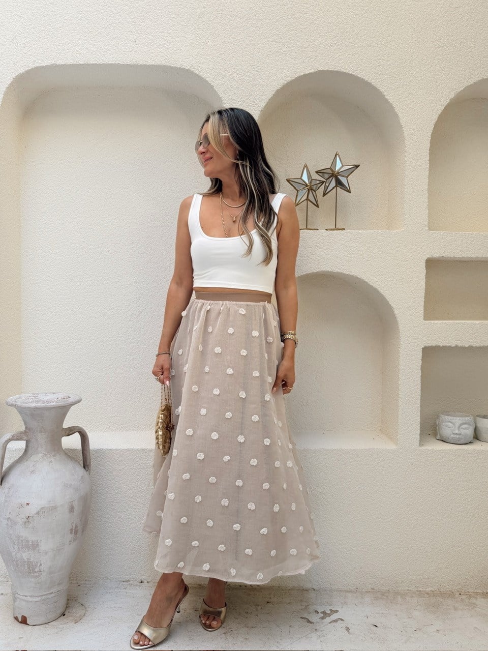 3D Polka Dot lined tulle skirt