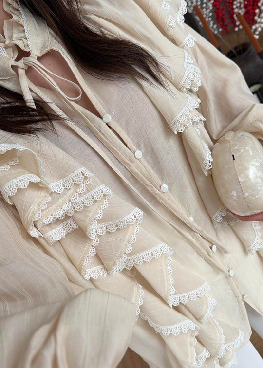 Willma Ruffled Shirt -brown