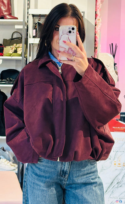 Zr model faux suede bomber jacket