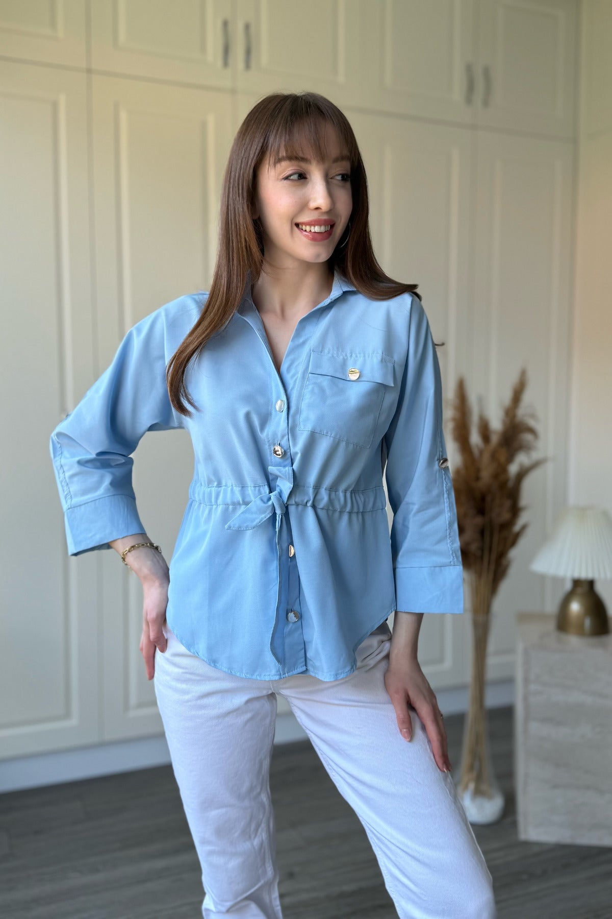 Waist belt Gold Button shirt