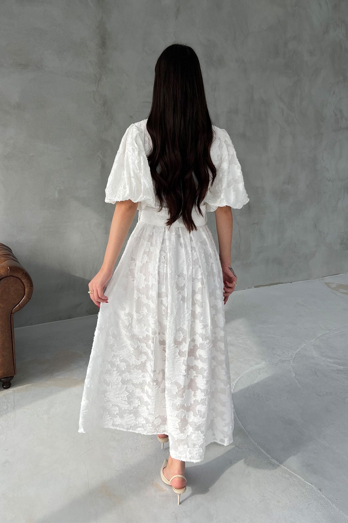 Princess Balloon Sleeve Belted Dress