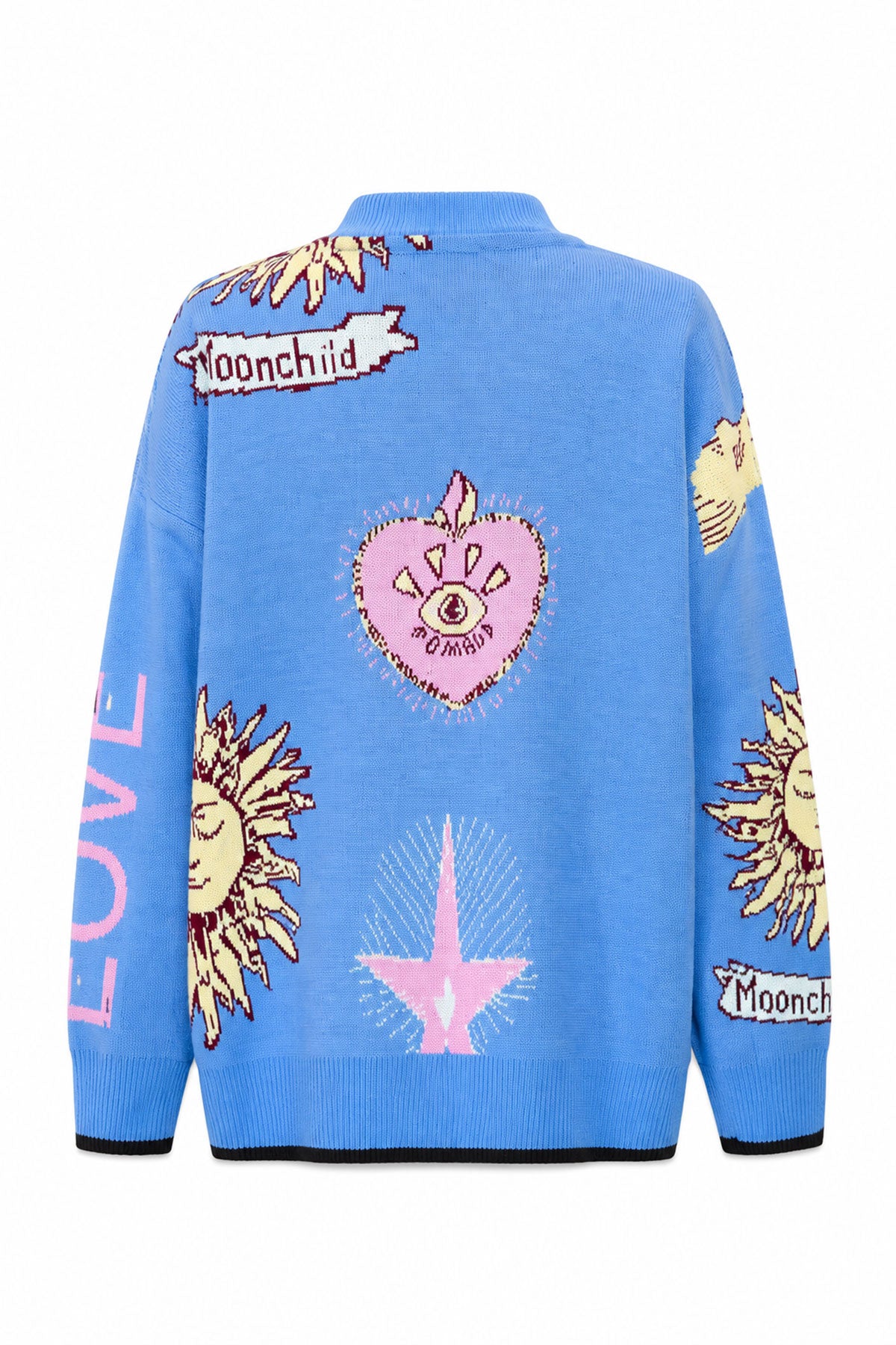 Graphic Button-Up Cardigan - blue