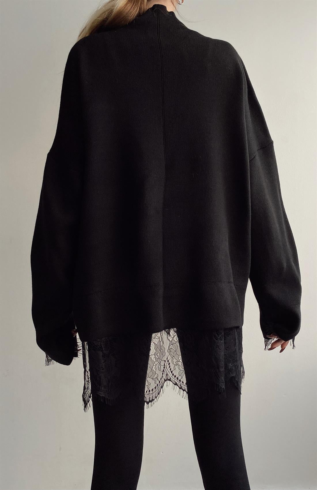 Lace Detail Knitwear - black