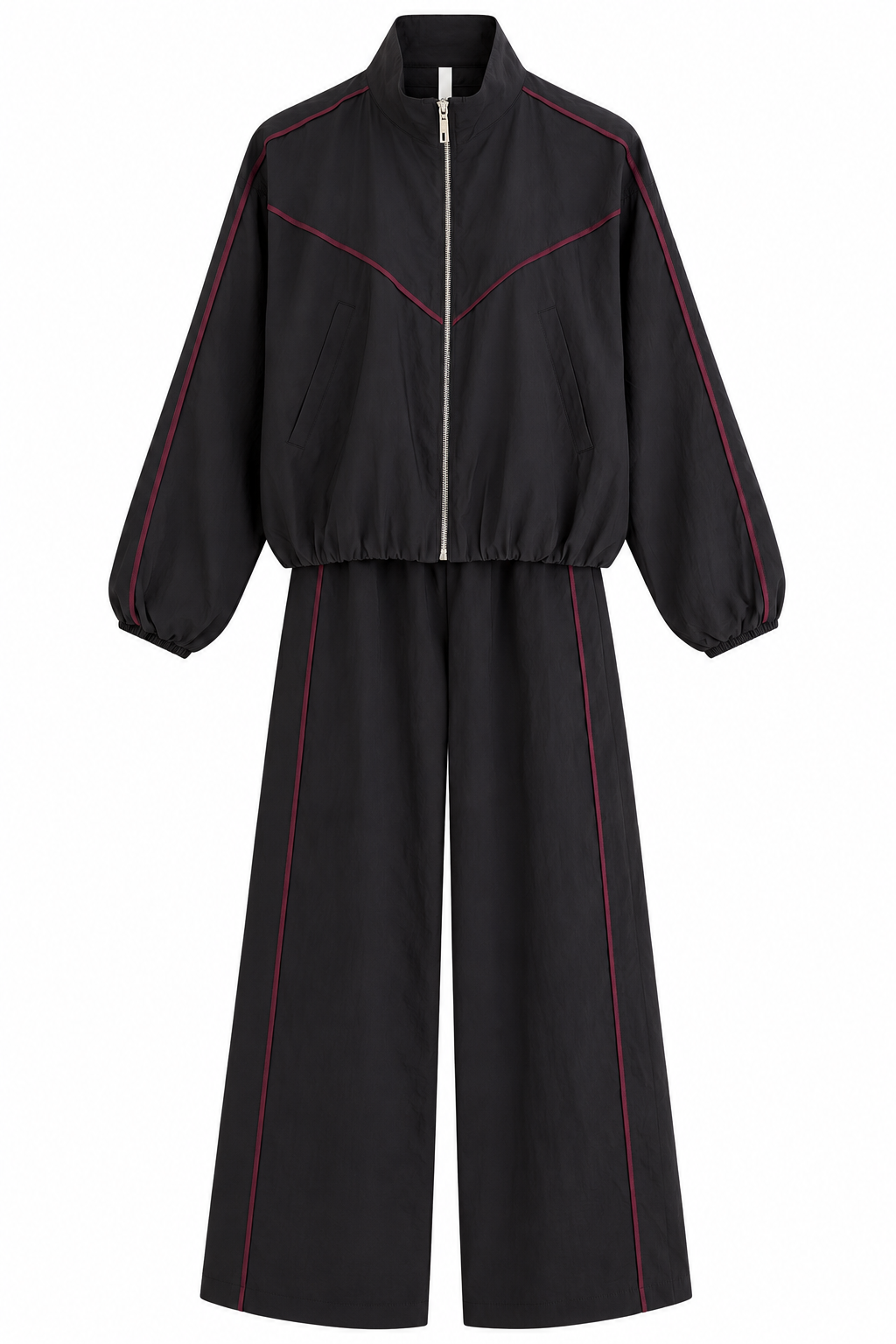 Cassa Piped Parachute Tracksuit Set - brown
