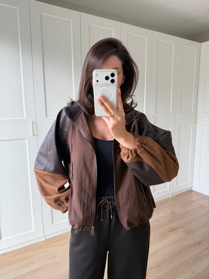 Premium oysho fabric Suit with Leather and suede Details