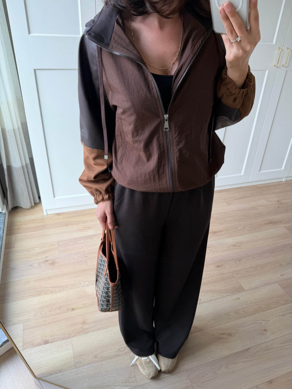 Premium oysho fabric Suit with Leather and suede Details